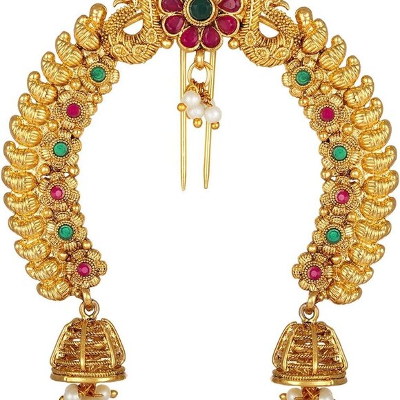 Jewelry - Faux Pearl Kundan Brooch Pin Gold Tone Peacock Ethnic Jewelry Gift for Women